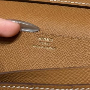Hermes Bearn Wallet With Gusset Handmade In Epsom Calfskin Leather Gold Hardware 37 Gold - Image 14