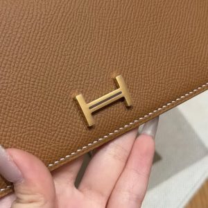 Hermes Bearn Wallet With Gusset Handmade In Epsom Calfskin Leather Gold Hardware 37 Gold - Image 13