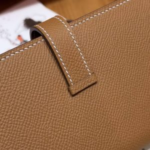 Hermes Bearn Wallet With Gusset Handmade In Epsom Calfskin Leather Gold Hardware 37 Gold - Image 11