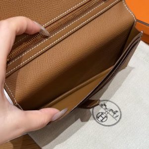 Hermes Bearn Wallet With Gusset Handmade In Epsom Calfskin Leather Gold Hardware 37 Gold - Image 9