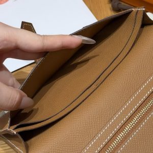 Hermes Bearn Wallet With Gusset Handmade In Epsom Calfskin Leather Gold Hardware 37 Gold - Image 6