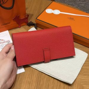Alternative view of Hermes Bearn Wallet With Gusset Handmade In Epsom Calfskin Leather Gold Hardware A5 Bougainvillier