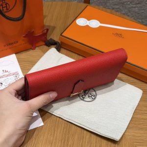 Hermes Bearn Wallet With Gusset Handmade In Epsom Calfskin Leather Gold Hardware A5 Bougainvillier - Image 11