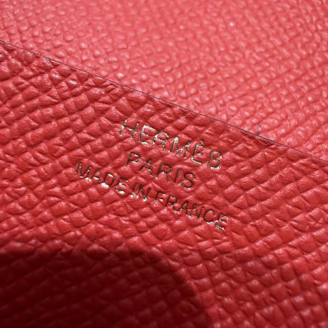 Hermes Bearn Wallet With Gusset Handmade In Epsom Calfskin Leather Gold Hardware A5 Bougainvillier - Image 9
