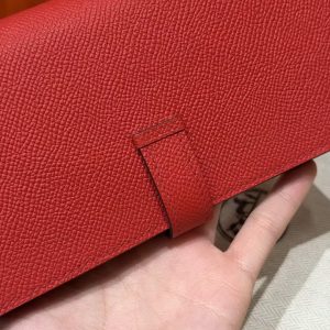 Hermes Bearn Wallet With Gusset Handmade In Epsom Calfskin Leather Gold Hardware A5 Bougainvillier - Image 5