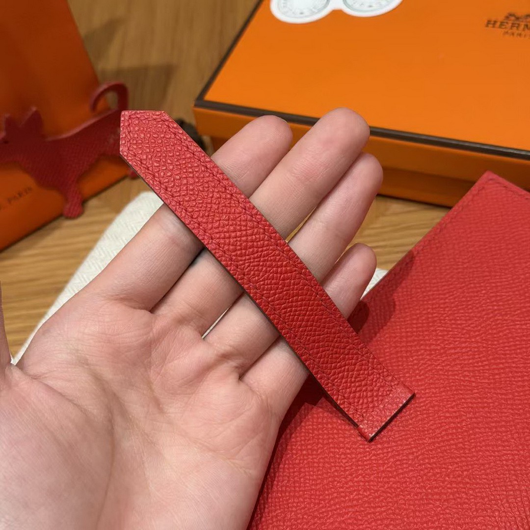 Hermes Bearn Wallet With Gusset Handmade In Epsom Calfskin Leather Gold Hardware A5 Bougainvillier - Image 4