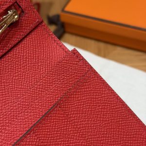 Hermes Bearn Wallet With Gusset Handmade In Epsom Calfskin Leather Gold Hardware A5 Bougainvillier - Image 3