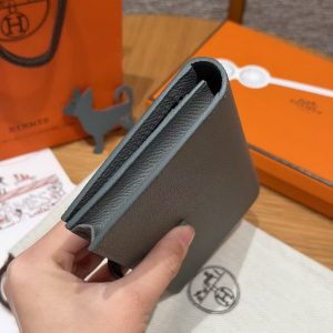 Hermes Bearn Wallet With Gusset Handmade In Epsom Calfskin Leather Silver Hardware 0L Girs Meyer - Image 15