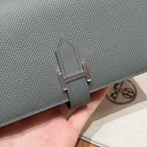 Hermes Bearn Wallet With Gusset Handmade In Epsom Calfskin Leather Silver Hardware 0L Girs Meyer - Image 8