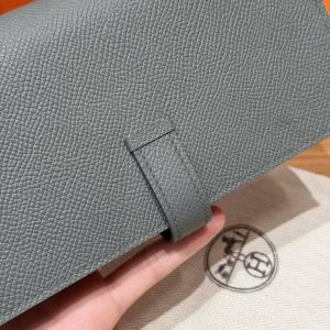 Hermes Bearn Wallet With Gusset Handmade In Epsom Calfskin Leather Silver Hardware 0L Girs Meyer - Image 7