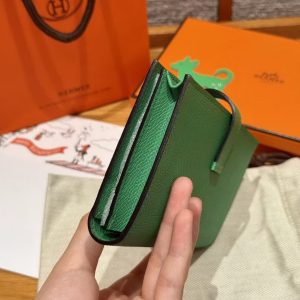 Hermes Bearn Wallet With Gusset Handmade In Epsom Calfskin Leather Silver Hardware 1K Bambou - Image 15