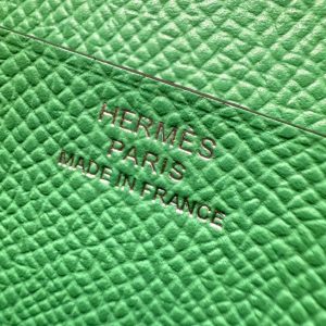 Hermes Bearn Wallet With Gusset Handmade In Epsom Calfskin Leather Silver Hardware 1K Bambou - Image 10