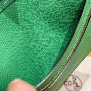 Hermes Bearn Wallet With Gusset Handmade In Epsom Calfskin Leather Silver Hardware 1K Bambou - Image 9
