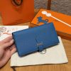 Hermes Bearn Wallet With Gusset Handmade In Epsom Calfskin Leather Silver Hardware 7Q Blue Mykonos