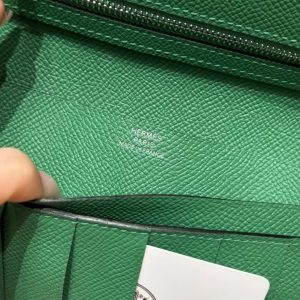 Hermes Bearn Wallet With Gusset Handmade In Epsom Calfskin Leather Silver Hardware U4 Vert Vertigo - Image 5