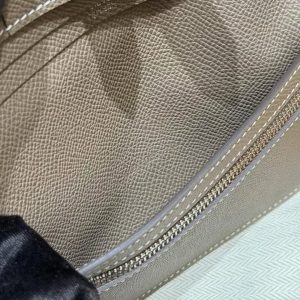 Hermes Bearn Wallet With Gusset Handmade In Epsom Calfskin Leather Silver Hardware ck18 Etoupe - Image 7