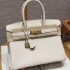 Hermes Birkin 30 Bag Handmade In Togo Calfskin Leather Gold Hardware 10 Craie