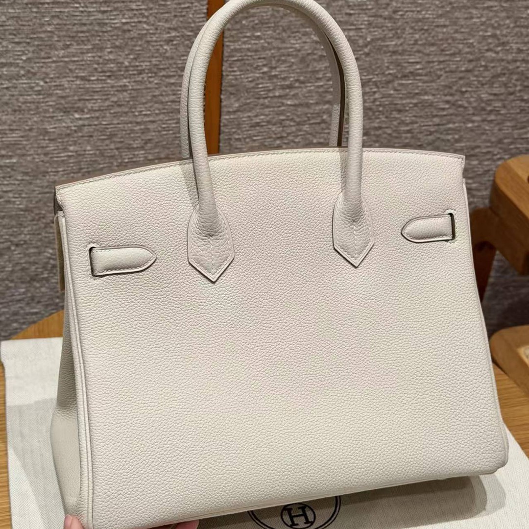 Hermes Birkin 30 Bag Handmade In Togo Calfskin Leather Gold Hardware 10 Craie - Image 2