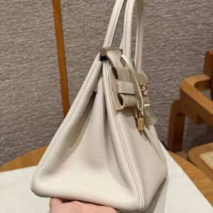 Hermes Birkin 30 Bag Handmade In Togo Calfskin Leather Gold Hardware 10 Craie - Image 17