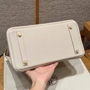 Hermes Birkin 30 Bag Handmade In Togo Calfskin Leather Gold Hardware 10 Craie - Image 15