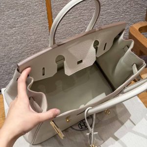 Hermes Birkin 30 Bag Handmade In Togo Calfskin Leather Gold Hardware 10 Craie - Image 14