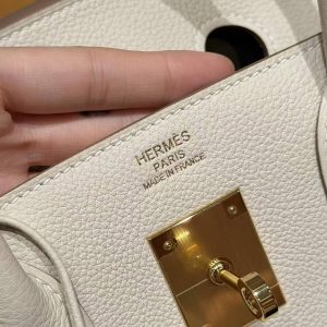 Hermes Birkin 30 Bag Handmade In Togo Calfskin Leather Gold Hardware 10 Craie - Image 13