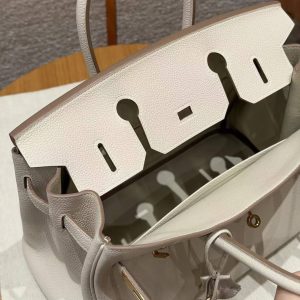Hermes Birkin 30 Bag Handmade In Togo Calfskin Leather Gold Hardware 10 Craie - Image 8