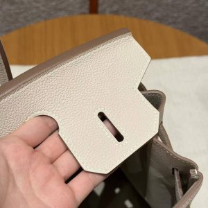 Hermes Birkin 30 Bag Handmade In Togo Calfskin Leather Gold Hardware 10 Craie - Image 7