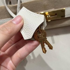 Hermes Birkin 30 Bag Handmade In Togo Calfskin Leather Gold Hardware 10 Craie - Image 6