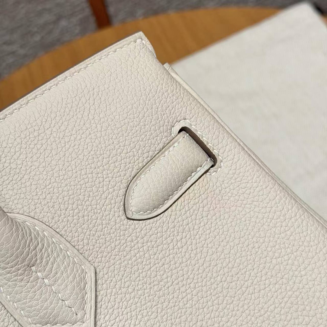 Hermes Birkin 30 Bag Handmade In Togo Calfskin Leather Gold Hardware 10 Craie - Image 4