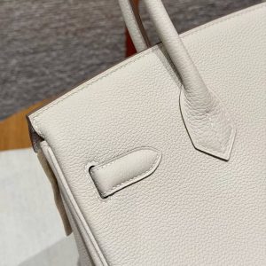 Hermes Birkin 30 Bag Handmade In Togo Calfskin Leather Gold Hardware 10 Craie - Image 3