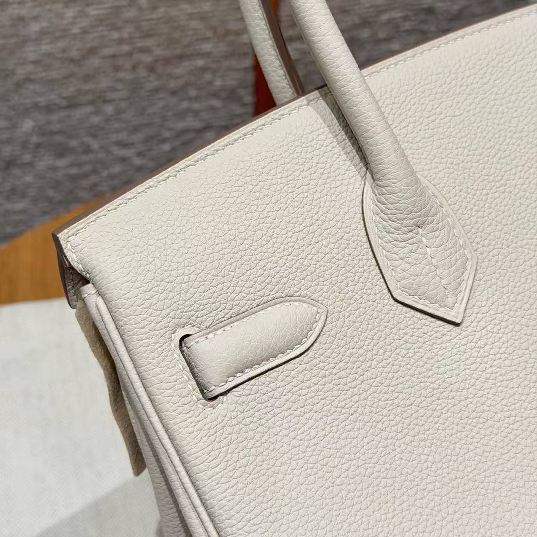 Hermes Birkin 30 Bag Handmade In Togo Calfskin Leather Gold Hardware 10 Craie - Image 3