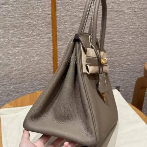 Hermes Birkin 30 Bag Handmade In Togo Calfskin Leather Gold Hardware 18 Etoupe - Image 22