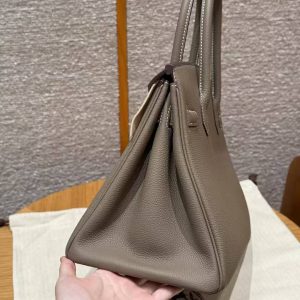 Hermes Birkin 30 Bag Handmade In Togo Calfskin Leather Gold Hardware 18 Etoupe - Image 21