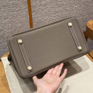 Hermes Birkin 30 Bag Handmade In Togo Calfskin Leather Gold Hardware 18 Etoupe - Image 20