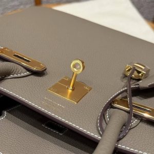 Hermes Birkin 30 Bag Handmade In Togo Calfskin Leather Gold Hardware 18 Etoupe - Image 18