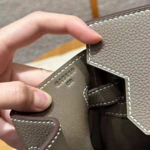 Hermes Birkin 30 Bag Handmade In Togo Calfskin Leather Gold Hardware 18 Etoupe - Image 16