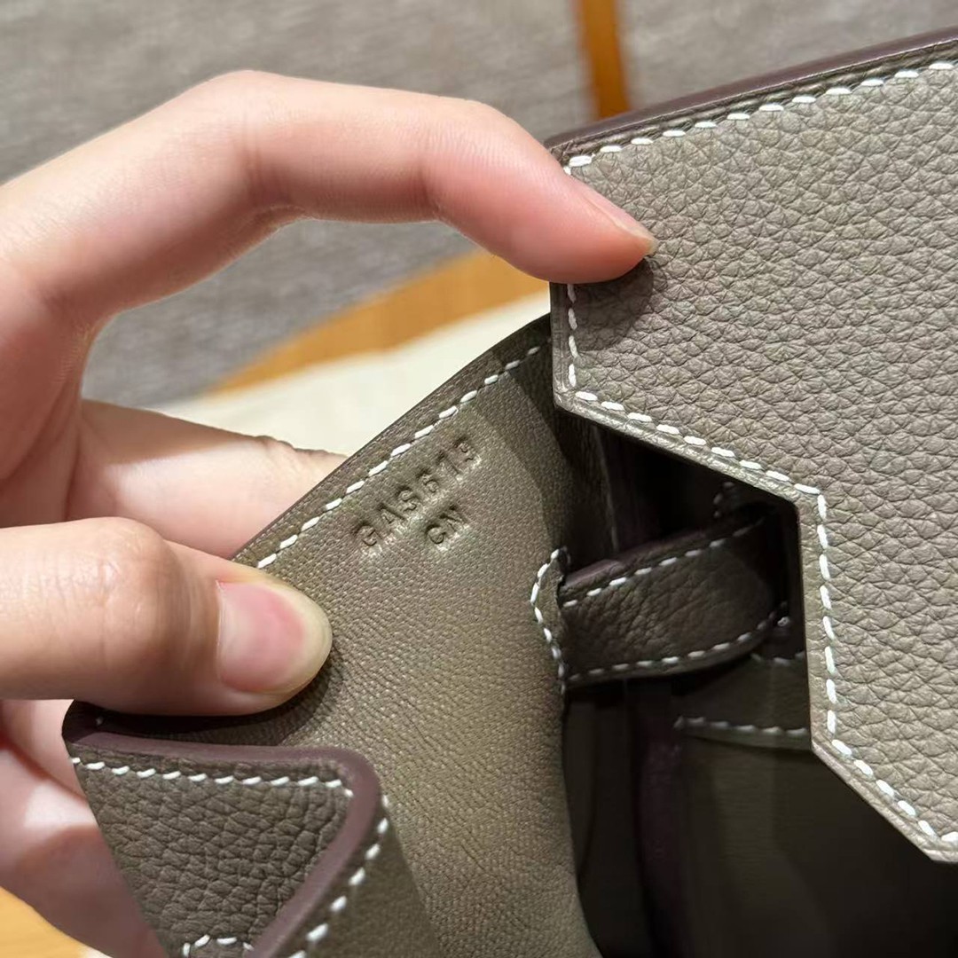Hermes Birkin 30 Bag Handmade In Togo Calfskin Leather Gold Hardware 18 Etoupe - Image 16