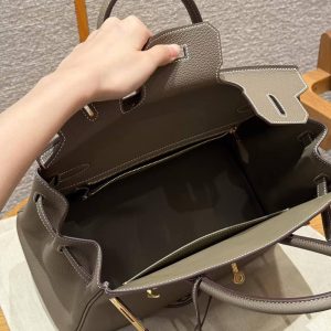 Hermes Birkin 30 Bag Handmade In Togo Calfskin Leather Gold Hardware 18 Etoupe - Image 13