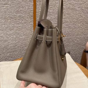 Hermes Birkin 30 Bag Handmade In Togo Calfskin Leather Gold Hardware 18 Etoupe - Image 9