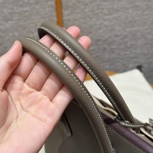 Hermes Birkin 30 Bag Handmade In Togo Calfskin Leather Gold Hardware 18 Etoupe - Image 4