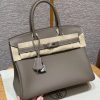 Hermes Birkin 30 Bag Handmade In Togo Calfskin Leather Silver Hardware 18 Etoupe