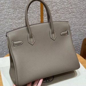 Alternative view of Hermes Birkin 30 Bag Handmade In Togo Calfskin Leather Silver Hardware 18 Etoupe