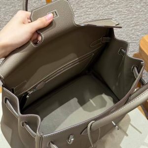 Hermes Birkin 30 Bag Handmade In Togo Calfskin Leather Silver Hardware 18 Etoupe - Image 15