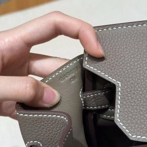 Hermes Birkin 30 Bag Handmade In Togo Calfskin Leather Silver Hardware 18 Etoupe - Image 11