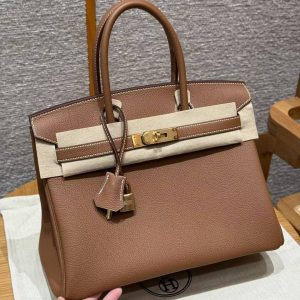 Hermes Birkin 30 Bag Handmade In Togo Calfskin Leather Gold Hardware 37 Gold