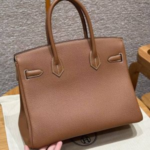 Alternative view of Hermes Birkin 30 Bag Handmade In Togo Calfskin Leather Gold Hardware 37 Gold