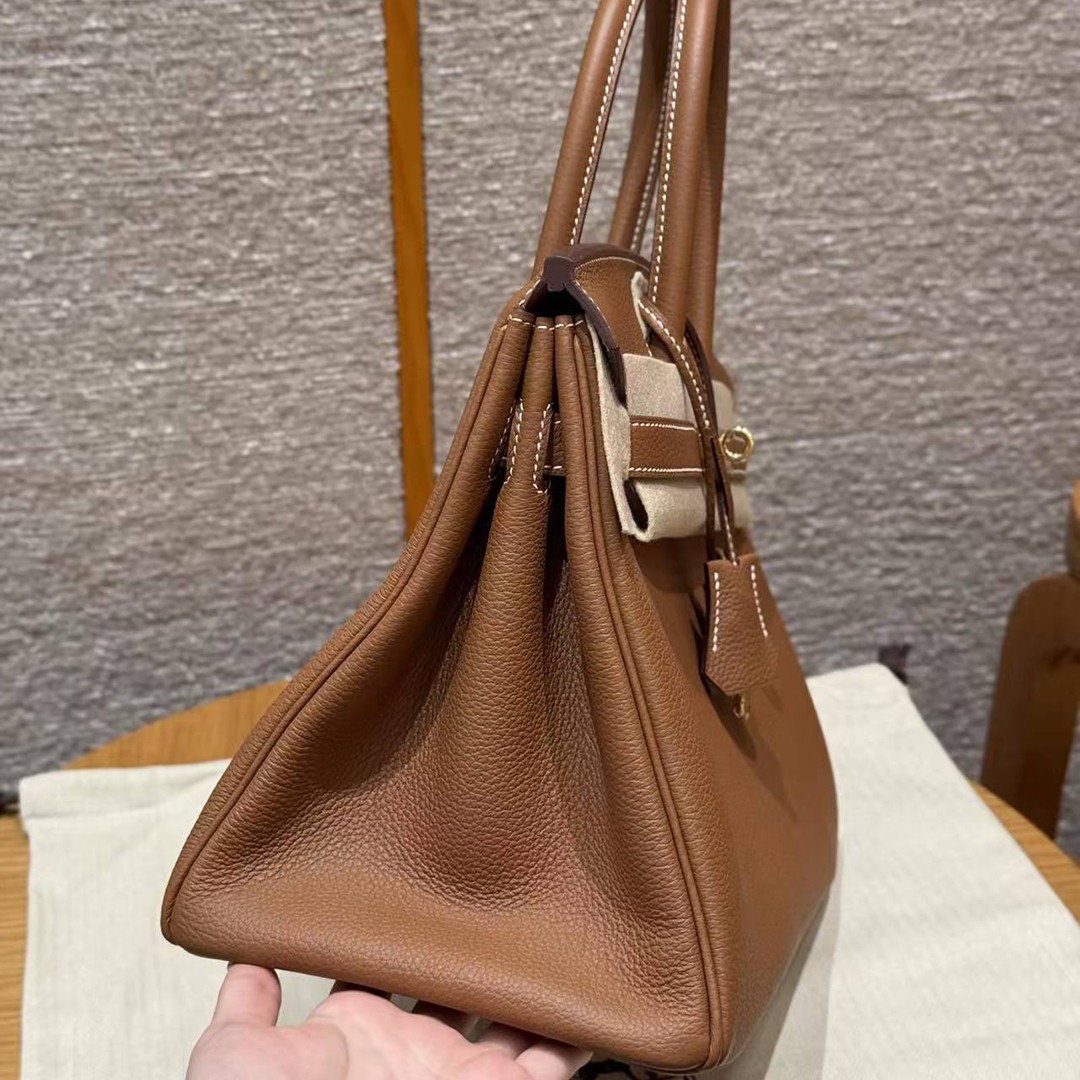 Hermes Birkin 30 Bag Handmade In Togo Calfskin Leather Gold Hardware 37 Gold - Image 21