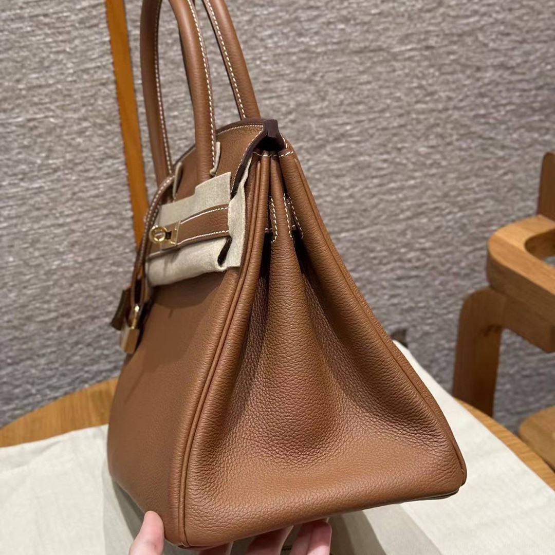 Hermes Birkin 30 Bag Handmade In Togo Calfskin Leather Gold Hardware 37 Gold - Image 20