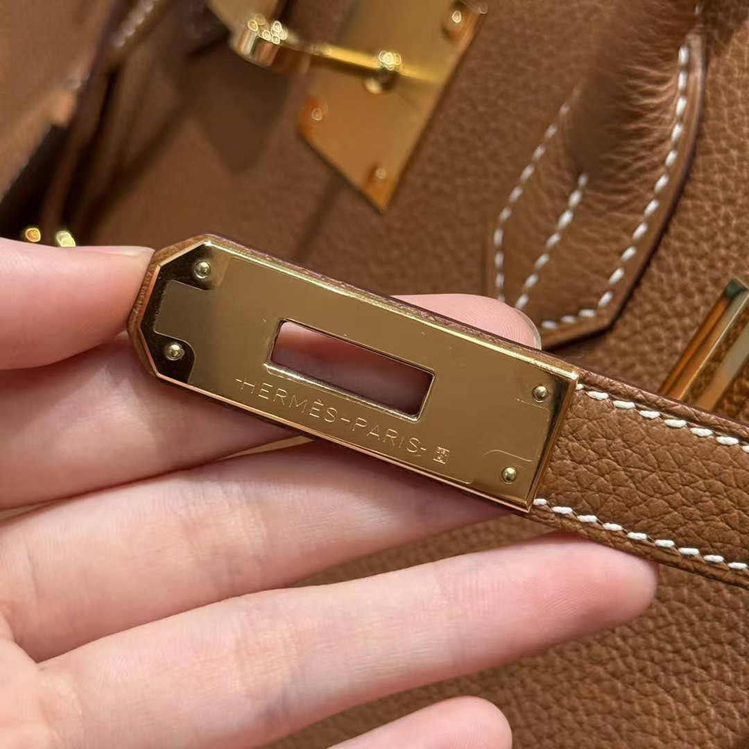 Hermes Birkin 30 Bag Handmade In Togo Calfskin Leather Gold Hardware 37 Gold - Image 16